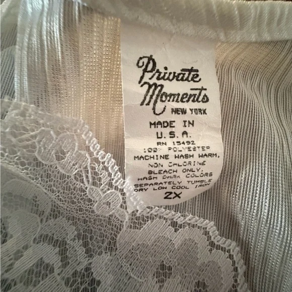 Private Moments White Lace Trim Women's slip or night gown size 2X vintage USA - Picture 3 of 7